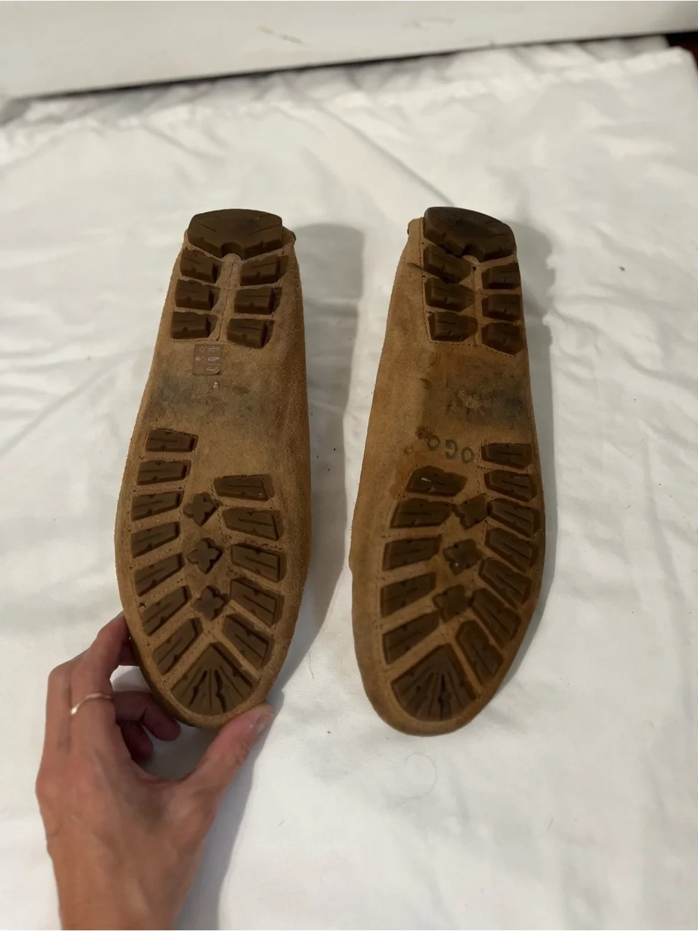 Coach Women's Brown Suede Slip-On Loafers with Gold Logo, size 10